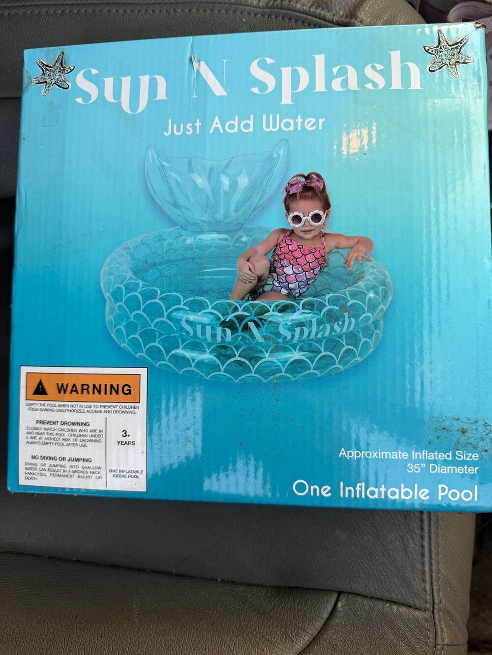 Sun N Splash Mermaid Inflatable Kiddie Pool 35” New in Box Kids Pool Ball Pit